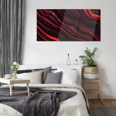 Tableau verre imprimé Vagues de rouge et de bleu marine