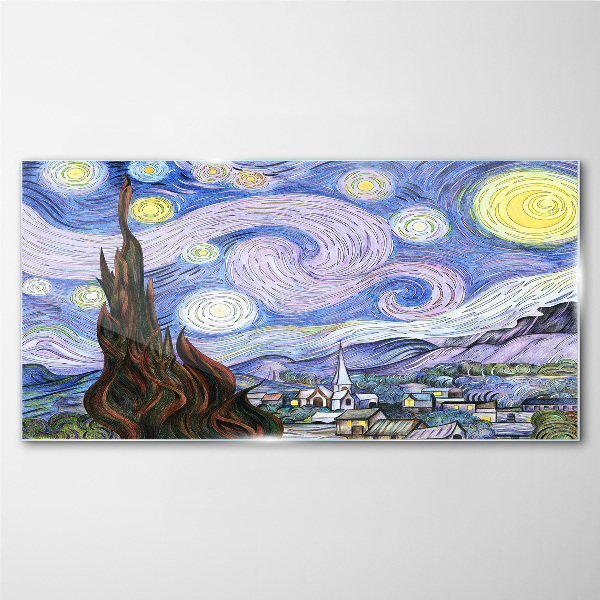 Tableau photo sur verre Nuit étoilée sur la ville