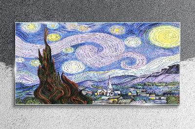 Tableau photo sur verre Nuit étoilée sur la ville