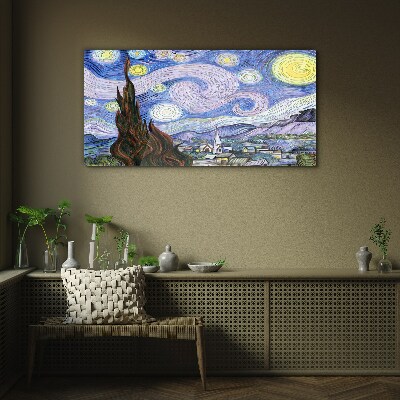 Tableau photo sur verre Nuit étoilée sur la ville