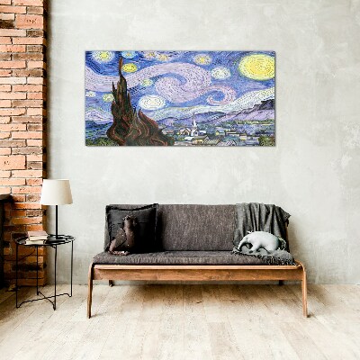 Tableau photo sur verre Nuit étoilée sur la ville