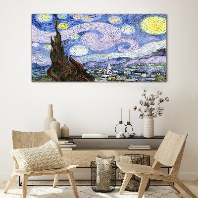 Tableau photo sur verre Nuit étoilée sur la ville