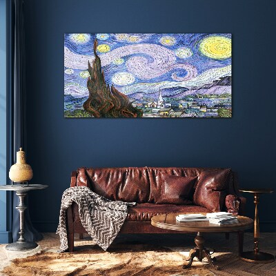 Tableau photo sur verre Nuit étoilée sur la ville