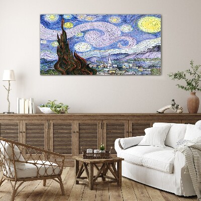 Tableau photo sur verre Nuit étoilée sur la ville