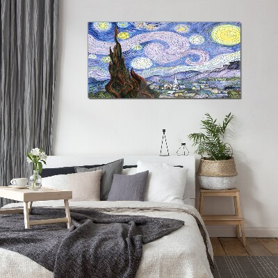 Tableau photo sur verre Nuit étoilée sur la ville