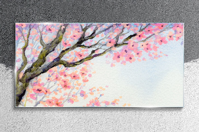 Tableau sur verre Paysage floral printanier