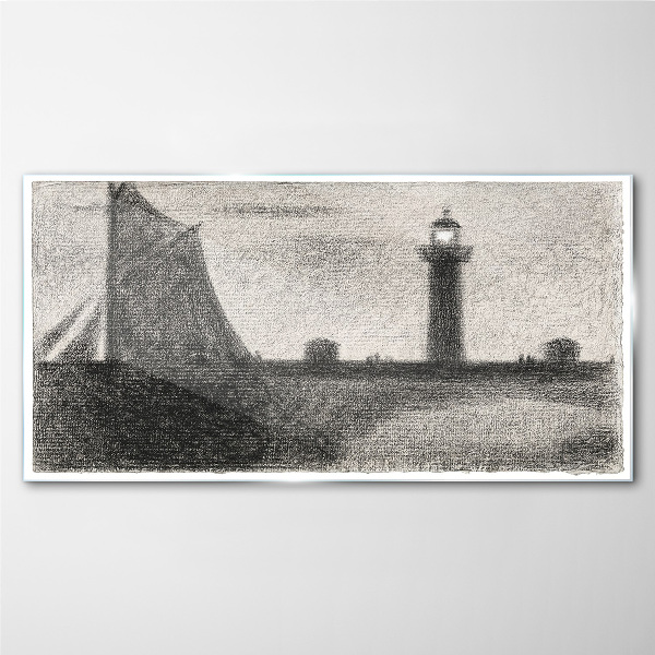 Tableau verre imprimé Un phare dans un décor monochrome