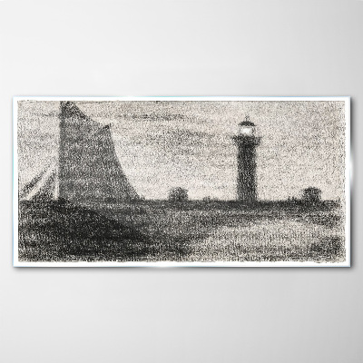 Tableau verre imprimé Un phare dans un décor monochrome