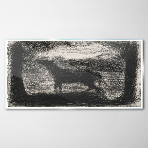 Tableau en verre L'ombre d'un cheval dans la forêt