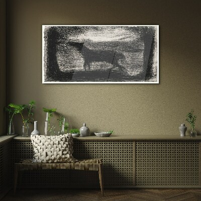 Tableau en verre L'ombre d'un cheval dans la forêt