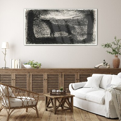 Tableau en verre L'ombre d'un cheval dans la forêt