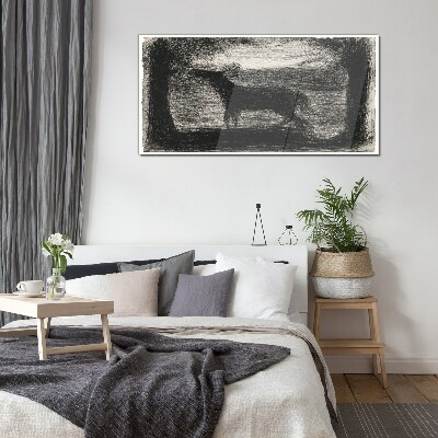 Tableau en verre L'ombre d'un cheval dans la forêt