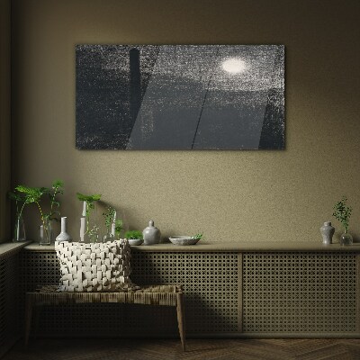 Tableau sur verre Coucher de soleil sur la ville