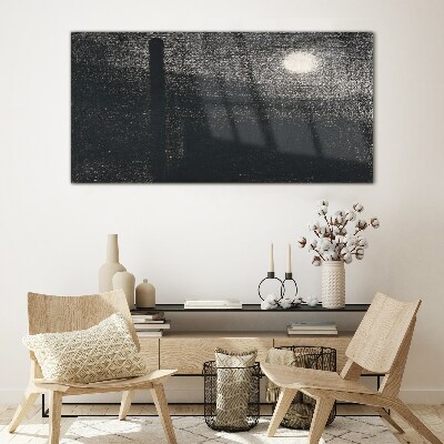Tableau sur verre Coucher de soleil sur la ville