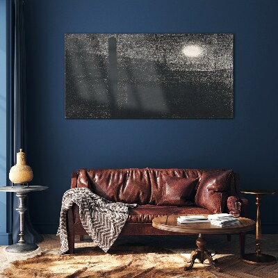 Tableau sur verre Coucher de soleil sur la ville