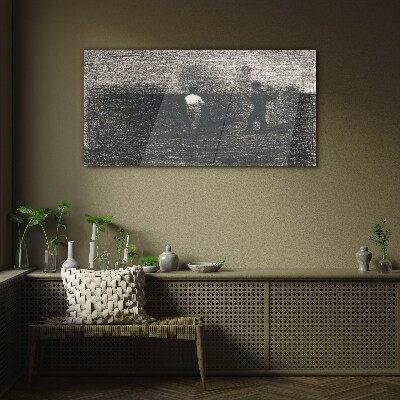 Tableau imprimé sur verre Des figures brumeuses sur fond de paysage
