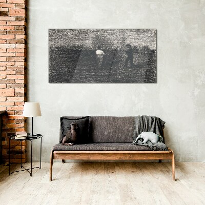Tableau imprimé sur verre Des figures brumeuses sur fond de paysage