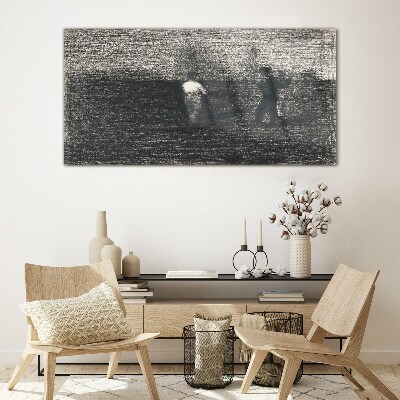 Tableau imprimé sur verre Des figures brumeuses sur fond de paysage