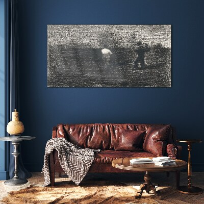 Tableau imprimé sur verre Des figures brumeuses sur fond de paysage