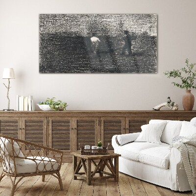 Tableau imprimé sur verre Des figures brumeuses sur fond de paysage