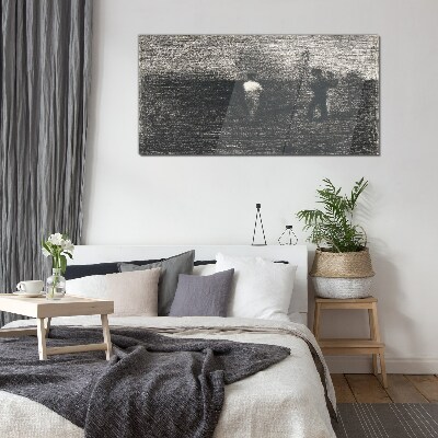 Tableau imprimé sur verre Des figures brumeuses sur fond de paysage