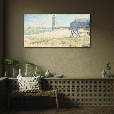 Tableau sur verre Un phare au bord de la mer