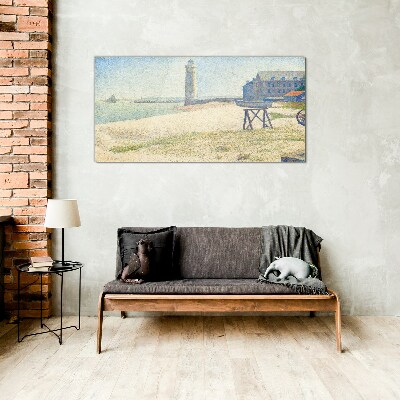 Tableau sur verre Un phare au bord de la mer