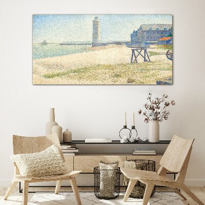 Tableau sur verre Un phare au bord de la mer