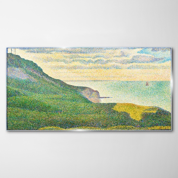 Tableau verre imprimé Paysage de bord de mer en points de couleur