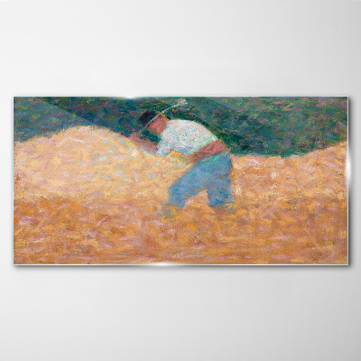 Tableau imprimé sur verre Un agriculteur travaillant dans le champ