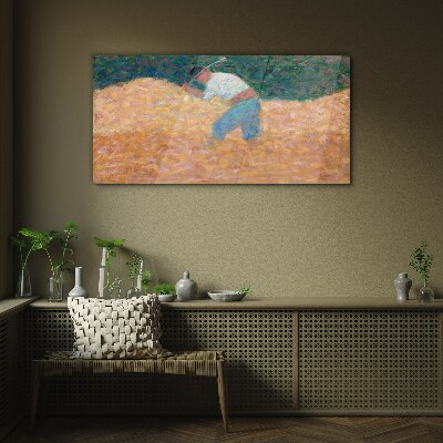 Tableau imprimé sur verre Un agriculteur travaillant dans le champ