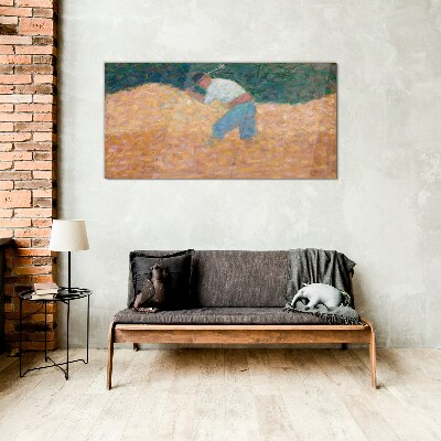 Tableau imprimé sur verre Un agriculteur travaillant dans le champ