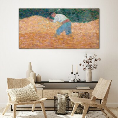 Tableau imprimé sur verre Un agriculteur travaillant dans le champ