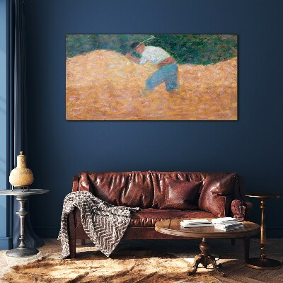 Tableau imprimé sur verre Un agriculteur travaillant dans le champ