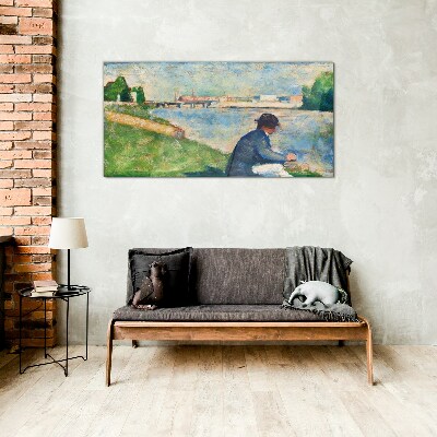 Tableau imprimé sur verre Un paysage paisible au bord de la rivière