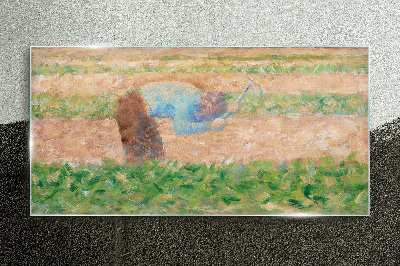 Tableau sur verre Un agriculteur travaillant dans le champ