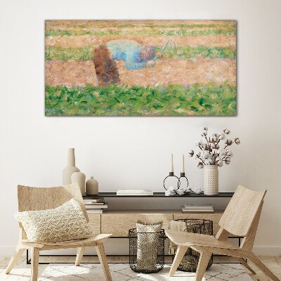 Tableau sur verre Un agriculteur travaillant dans le champ