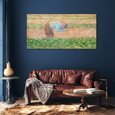 Tableau sur verre Un agriculteur travaillant dans le champ
