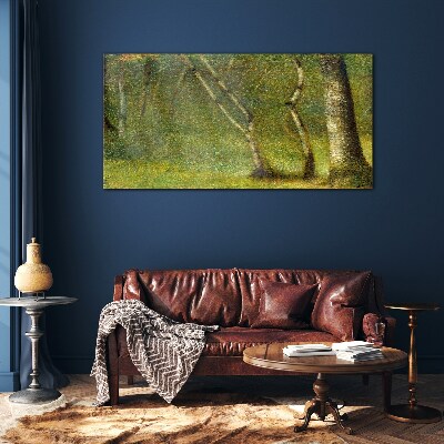 Tableau photo sur verre Forêt verte au soleil