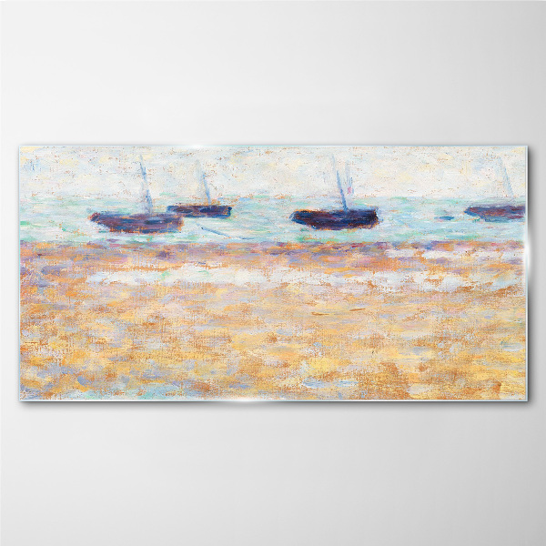 Tableau sur verre Un port tranquille aux couleurs pastel