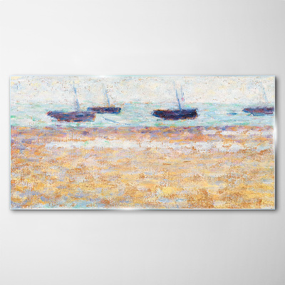 Tableau sur verre Un port tranquille aux couleurs pastel