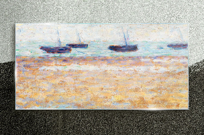 Tableau sur verre Un port tranquille aux couleurs pastel