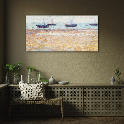 Tableau sur verre Un port tranquille aux couleurs pastel