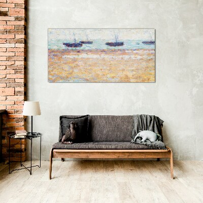 Tableau sur verre Un port tranquille aux couleurs pastel