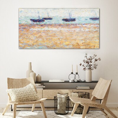 Tableau sur verre Un port tranquille aux couleurs pastel