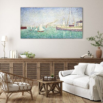 Tableau verre imprimé Paysage marin avec voiliers