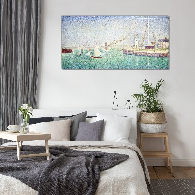 Tableau verre imprimé Paysage marin avec voiliers