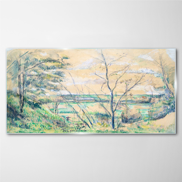 Tableau en verre Un paysage paisible avec des arbres