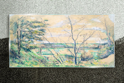 Tableau en verre Un paysage paisible avec des arbres