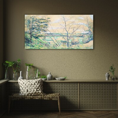 Tableau en verre Un paysage paisible avec des arbres